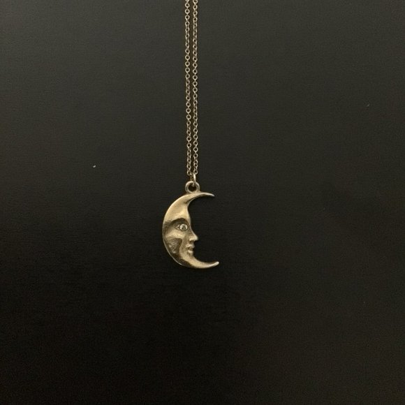 Solid 9k Gold Diamond Crescent Moon Necklace - Picture 2 of 7